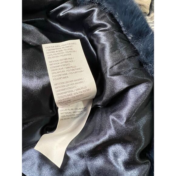 QVC Dennis Basso Regular Pelted Faux Fur Jacket w/ Stand Collar NAVY NWOT SIZE L - Picture 7 of 8